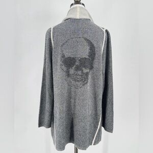 Skull Cashmere wool cashmere blend skull graphic open draped cardigan size Large